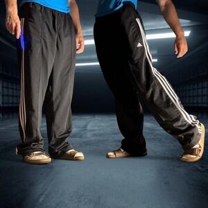 Adidas Black 3-Stripe Track Pants Athletic Soccer Joggers Size L